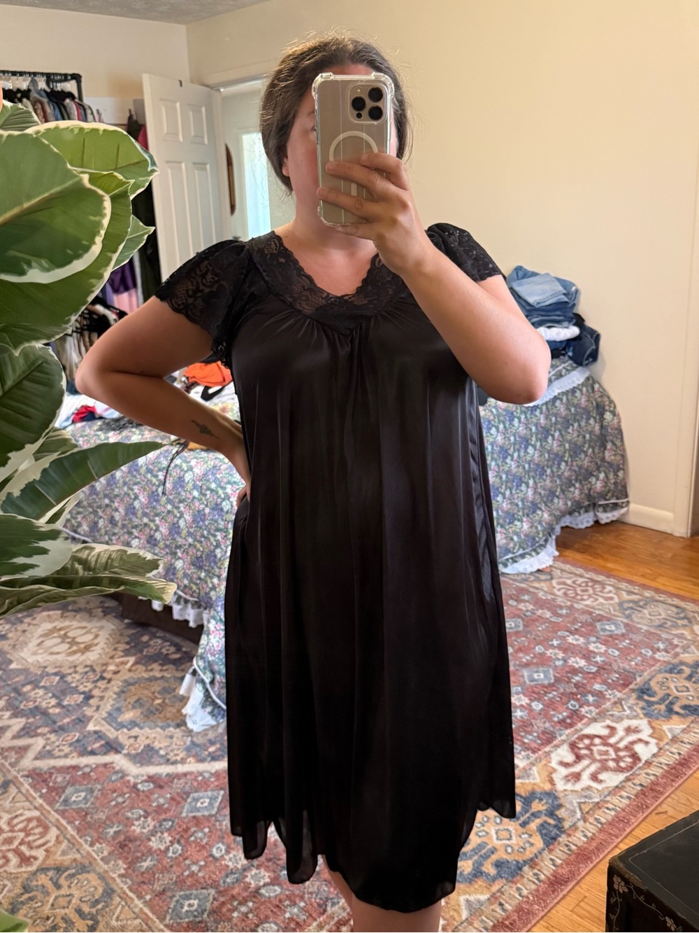 Vintage Lati Fashion intimate black slip dress